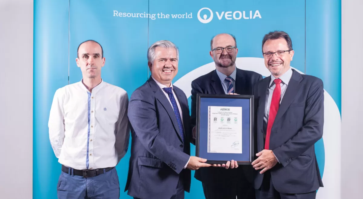 Veolia recibe cuatro nuevas certificaciones de la mano de AENOR