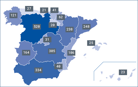 Número estimado de plantas de biometano que se podrían poner en funcionamiento en cada comunidad autónoma, ‘Estudio de la capacidad de producción de biometano en España’ elaborado por la Asociación Española de Gas (Sedigas).