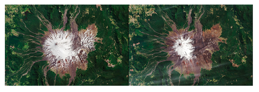 Pendientes del volcán Villarica en Chile 2018 y 2022