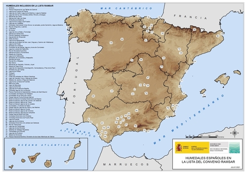 Mapa España Sitios Ramsar