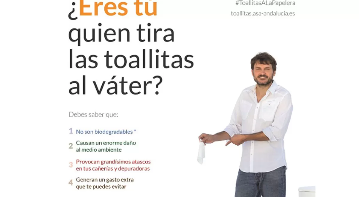 El sector andaluz del agua lanza una campaña para sensibilizar sobre el mal uso de las toallitas