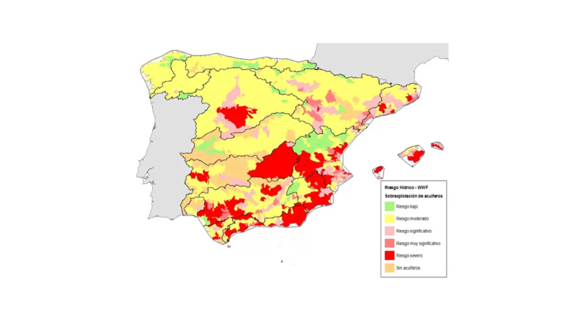 WWF identifica en un mapa las zonas con mayor riesgo hídrico de España