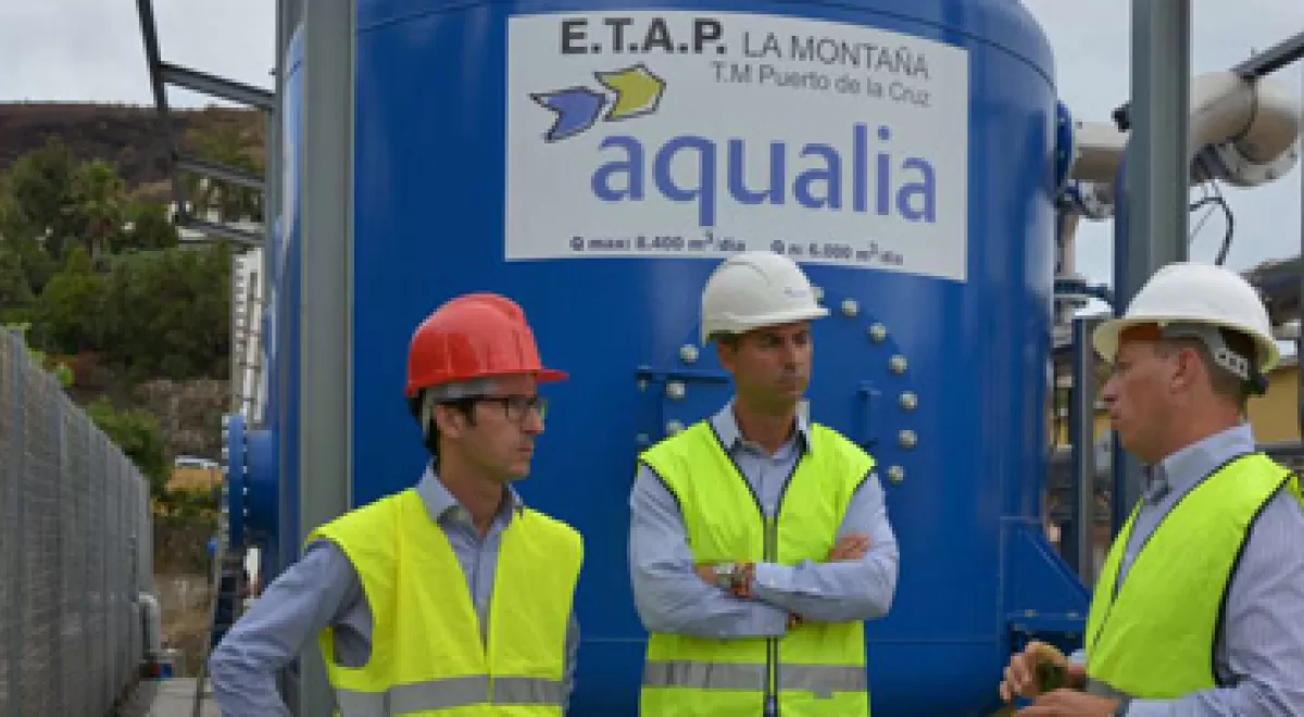 Comienza la construcción de una cubierta para el sistema de filtración del depósito de La Montaña en el Puerto de la Cruz