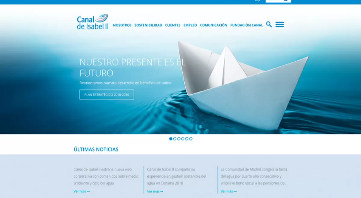 Canal de Isabel II estrena nueva web corporativa con contenidos sobre medio ambiente y ciclo del agua