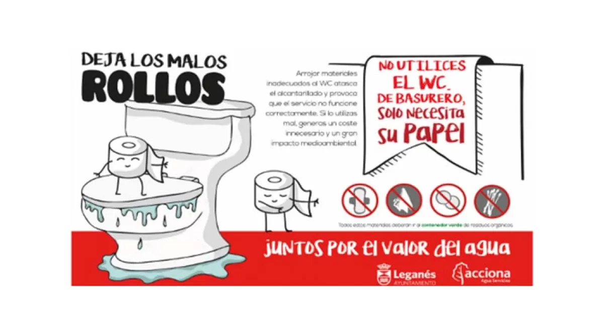 ACCIONA Agua y Leganés lanzan una campaña sobre la importancia de no arrojar materiales inadecuados al váter
