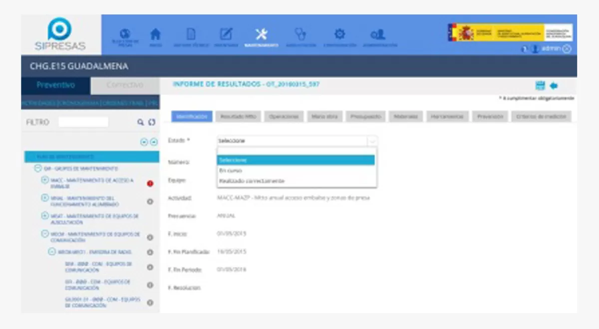 La CHG desarrolla una aplicación informática para gestionar las 55 presas que gestiona
