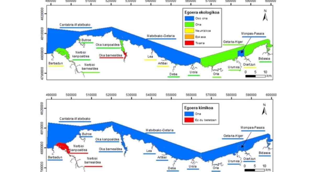 9 de los 14 estuarios y las 4 aguas costeras de País Vasco han alcanzado el buen estado ecológico