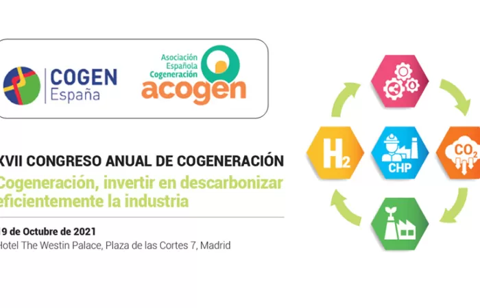 ACOGEN y COGEN España organizan el XVII Congreso Anual de Cogeneración el 19 de octubre en Madrid