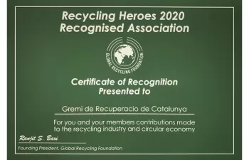 El Gremi de Recuperació de Catalunya, galardonado por la Global Recycling Foundation del BIR